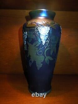 Fenton Favrene Sandcarved Peacock and Handpainted Wisteria Vase, Only 50 Made