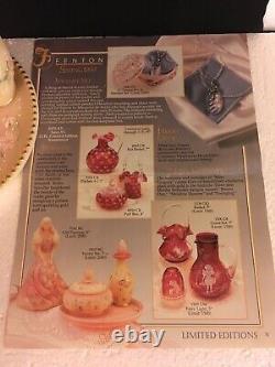 Fenton Glass Burmese Vanity Set Hand Painted Limited Edition Signed #410/2000