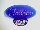 Fenton Glass Cobalt Blue Satin Logo Display Sign Hp Hibiscus Ltd Ed #49/63 Kibbe