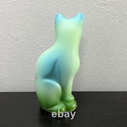 Fenton Glass Jadeite Green Stylized Whimsy Cat w Spring Bird Ltd Ed #31/33