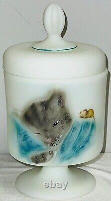 Fenton Glass Limited Edition CHESSIE CAT BOX GREY TABBY & MOUSE 2/35 Kibbe