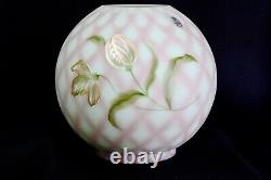 Fenton Green Lotus Mist Burmese Tulips Trellis Lamp Shade Ltd. Edition S. Waters