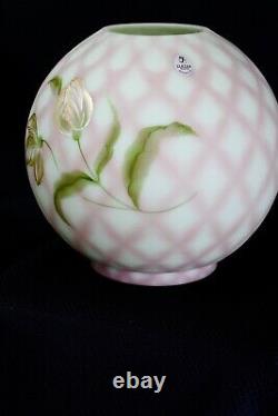 Fenton Green Lotus Mist Burmese Tulips Trellis Lamp Shade Ltd. Edition S. Waters