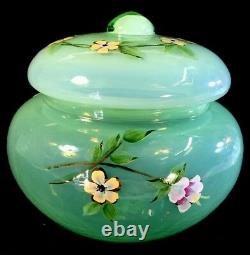 Fenton Hand Painted French Opalescent Cased With Fern Green Candy Dish LIMITED