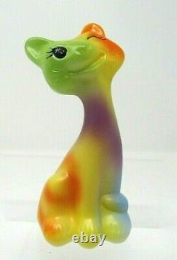Fenton Happy Kitty Tie Dye Hand Painted by S. Hughes FGCA