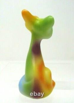Fenton Happy Kitty Tie Dye Hand Painted by S. Hughes FGCA