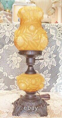 Fenton Honey Amber Embossed Overlay Lamp -GTC ad1