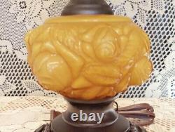 Fenton Honey Amber Embossed Overlay Lamp -GTC ad1