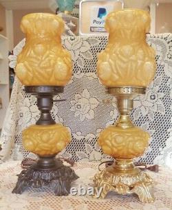 Fenton Honey Amber Embossed Overlay Lamp -GTC ad1