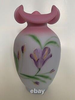 Fenton Lily on Blue Burmese 2002 Large 10 Vase Limited Edition 678/2750 Signed