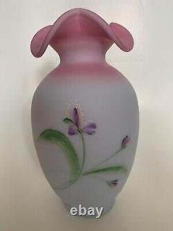 Fenton Lily on Blue Burmese 2002 Large 10 Vase Limited Edition 678/2750 Signed