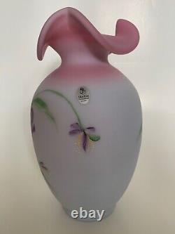 Fenton Lily on Blue Burmese 2002 Large 10 Vase Limited Edition 678/2750 Signed