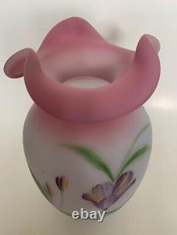 Fenton Lily on Blue Burmese 2002 Large 10 Vase Limited Edition 678/2750 Signed