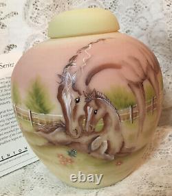 Fenton Limited Edition Burmese Ginger Jar, NIB, Signed & Numbered