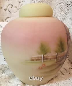 Fenton Limited Edition Burmese Ginger Jar, NIB, Signed & Numbered