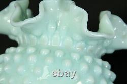 Fenton Mint Green Hobnail Milk Glass Ruffled Ball Vase 4.5