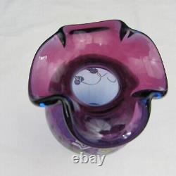 Fenton Mulberry GSE Hummingbird Hand Painted Vase Special Order LE 2006 C210