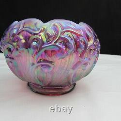 Fenton Plum Opalescent Iridized Lily of the Valley Rose Bowl Special Order W63
