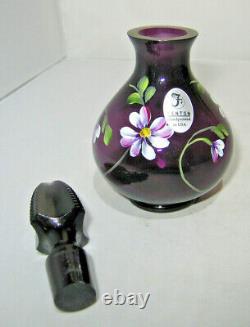 Fenton Purple/Amethyst Limited 68/1000 Hand painted with flowers Perfume Bottle