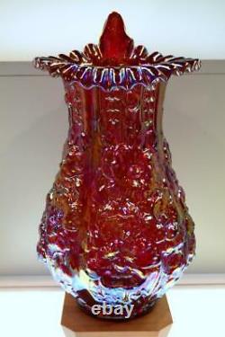 Fenton VASE JIP JACK IN THE PULPIT Poppy Show RUBY RED CARNIVAL FREEusaSHP