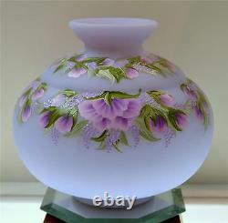 Fenton VASE Lavender Satin PURPLE PEONIES and BUDS OOAK FREE USA SHIPPING