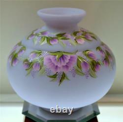 Fenton VASE Lavender Satin PURPLE PEONIES and BUDS OOAK FREE USA SHIPPING