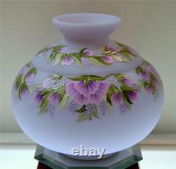 Fenton VASE Lavender Satin PURPLE PEONIES and BUDS OOAK FREE USA SHIPPING