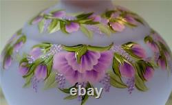 Fenton VASE Lavender Satin PURPLE PEONIES and BUDS OOAK FREE USA SHIPPING