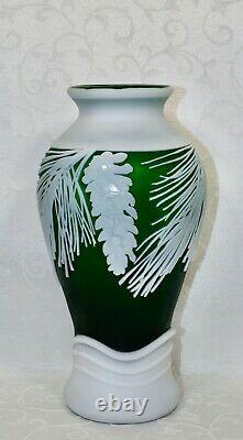 Fenton, Vase, Emerald Green Cameo Glass, Murphy / Bomkamp, Limited Edition