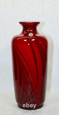 Fenton, Vase, Ruby Glass With Black Threads, Dave Fetty, Limited Edition