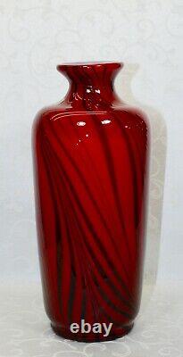 Fenton, Vase, Ruby Glass With Black Threads, Dave Fetty, Limited Edition