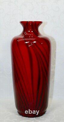 Fenton, Vase, Ruby Glass With Black Threads, Dave Fetty, Limited Edition