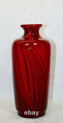 Fenton, Vase, Ruby Glass With Black Threads, Dave Fetty, Limited Edition