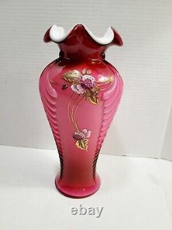 Fenton Wild Rose Berries Vase 11 Connoisseur limited edition signed