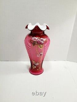 Fenton Wild Rose Berries Vase 11 Connoisseur limited edition signed