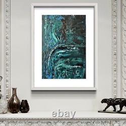 Framed Limited Edition Print'Man In The Mountain' Oil On Black Glass Painting