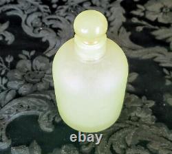 French Antique Opaline Vaseline Portieux Vallerysthal Lotion Glass Bottle 1940's