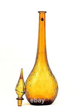 GUILDCRAFT Glass Genie Bottle Decanter with Stopper Mid Century ITALY 27 Amber