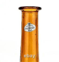 GUILDCRAFT Glass Genie Bottle Decanter with Stopper Mid Century ITALY 27 Amber