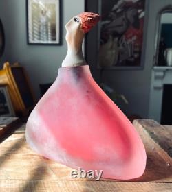 Glass and Ceramic Bottle, Art Sculpture, with Head Stopper,'Amber Lynne