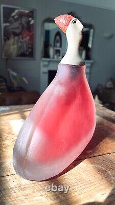 Glass and Ceramic Bottle, Art Sculpture, with Head Stopper,'Amber Lynne