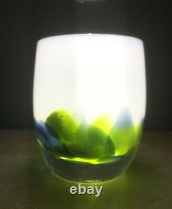 Glassybaby HAWKFETTI Candle Votive Seahawks RETIRED 2017 PERFECT withBOX CARDS etc
