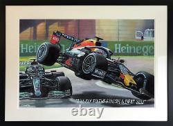 Hamilton & Verstappen F1 Crash Limited Edition Large Framed Giclee Print COA