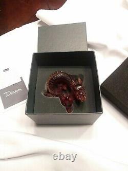 Hand Signed Numbered Ltd Ed Daum France Dragon PM Ambre with Original Box