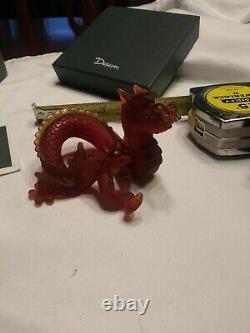 Hand Signed Numbered Ltd Ed Daum France Dragon PM Ambre with Original Box