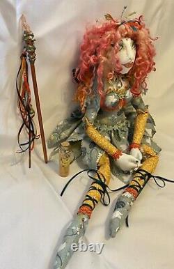 Handmade Art Textile Fairy Doll 23 inch, Collectable, Art Doll, OOAK