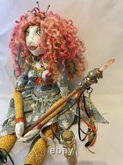 Handmade Art Textile Fairy Doll 23 inch, Collectable, Art Doll, OOAK