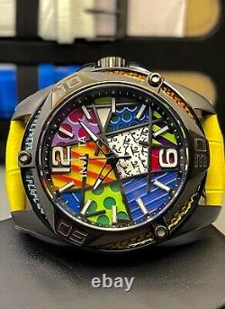 Invicta Men Limited Ed 43mm Romero Britto Tri-Colored Glass Watch 5 Color Straps