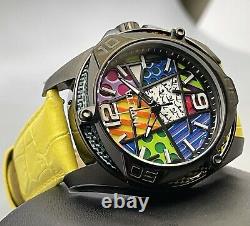 Invicta Men Limited Ed 43mm Romero Britto Tri-Colored Glass Watch 5 Color Straps