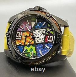 Invicta Men Limited Ed 43mm Romero Britto Tri-Colored Glass Watch 5 Color Straps